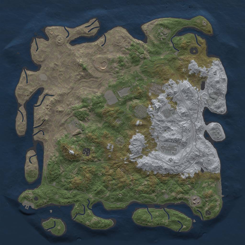 Rust Map: Procedural Map, Size: 4500, Seed: 1819968513, 20 Monuments