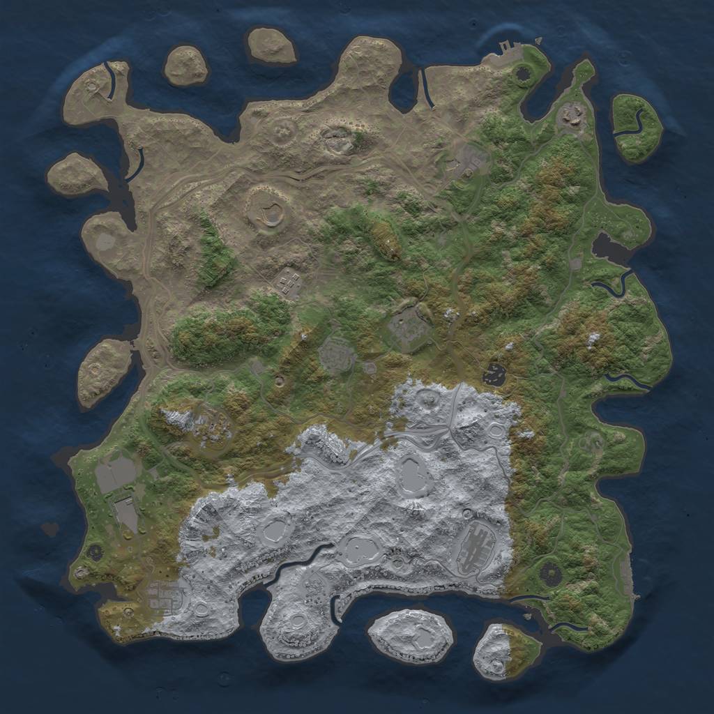 Rust Map: Procedural Map, Size: 4600, Seed: 80583087, 20 Monuments