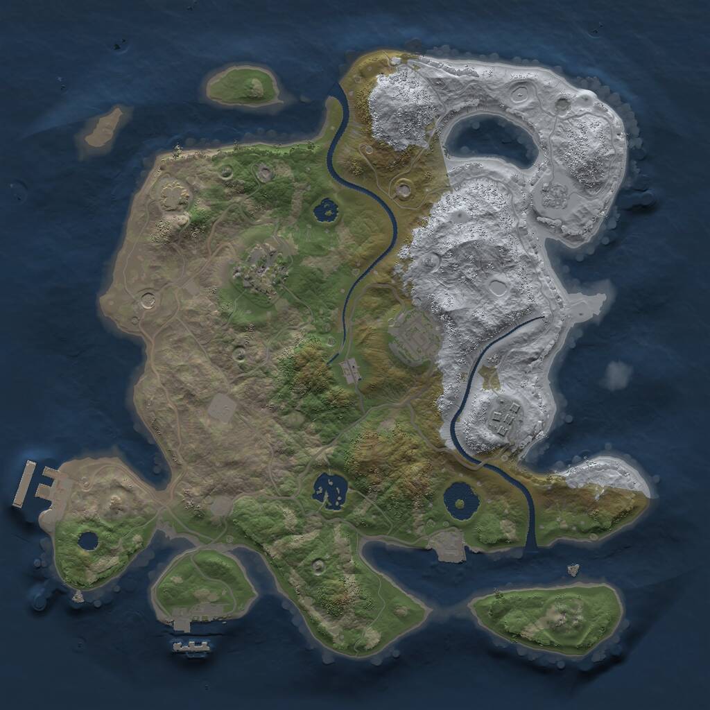 Rust Map: Procedural Map, Size: 3000, Seed: 6161, 10 Monuments