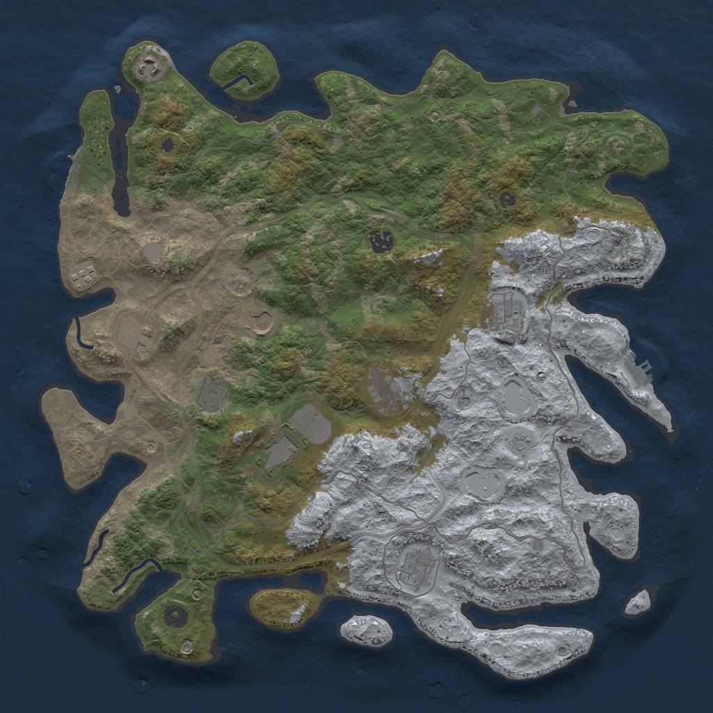 Rust Map: Procedural Map, Size: 4500, Seed: 1158091371, 19 Monuments