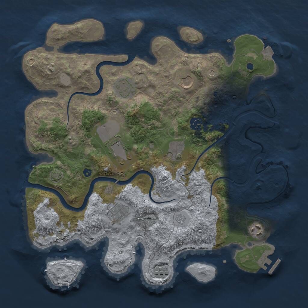 Rust Map: Procedural Map, Size: 3550, Seed: 668597, 13 Monuments