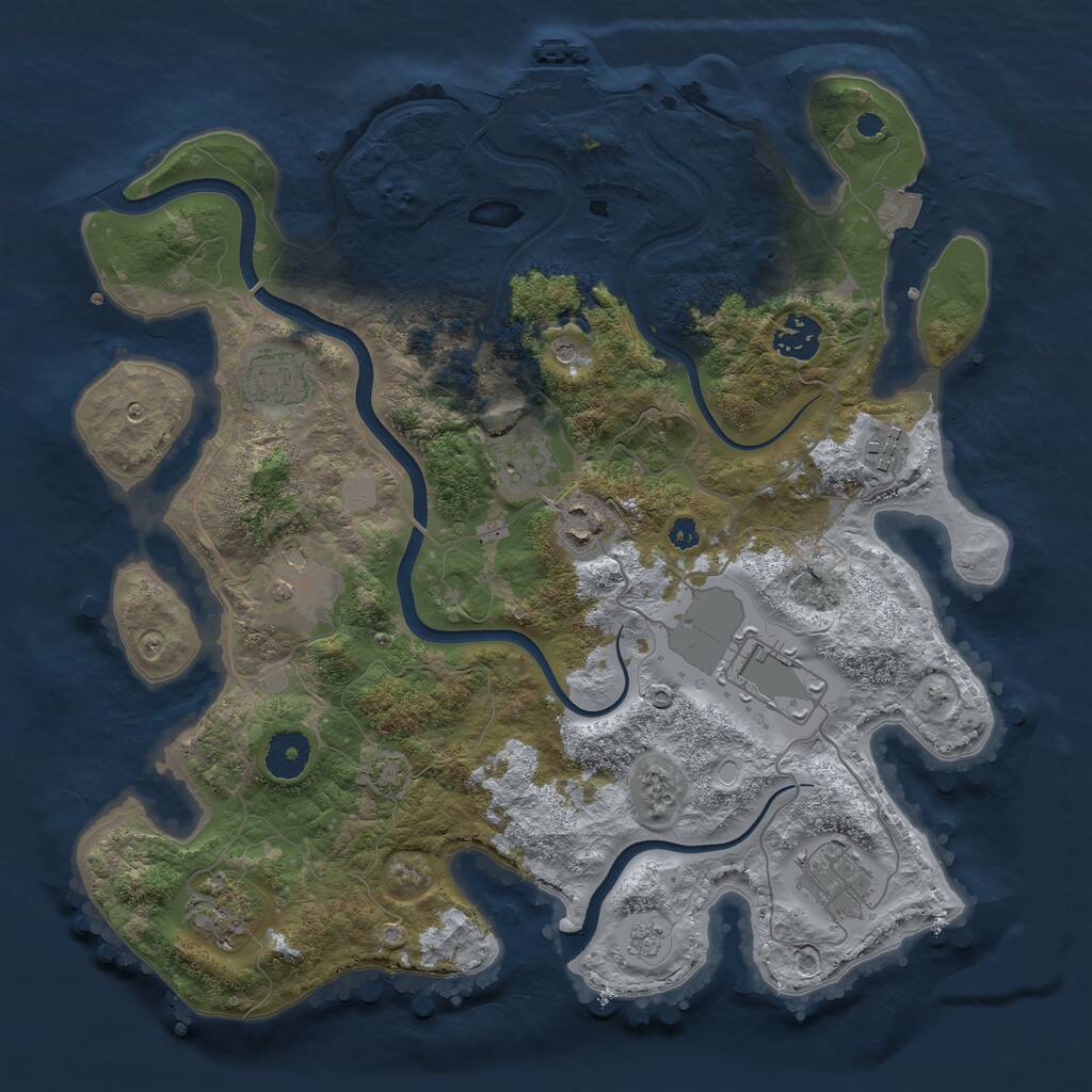 Rust Map: Procedural Map, Size: 3550, Seed: 328038, 14 Monuments