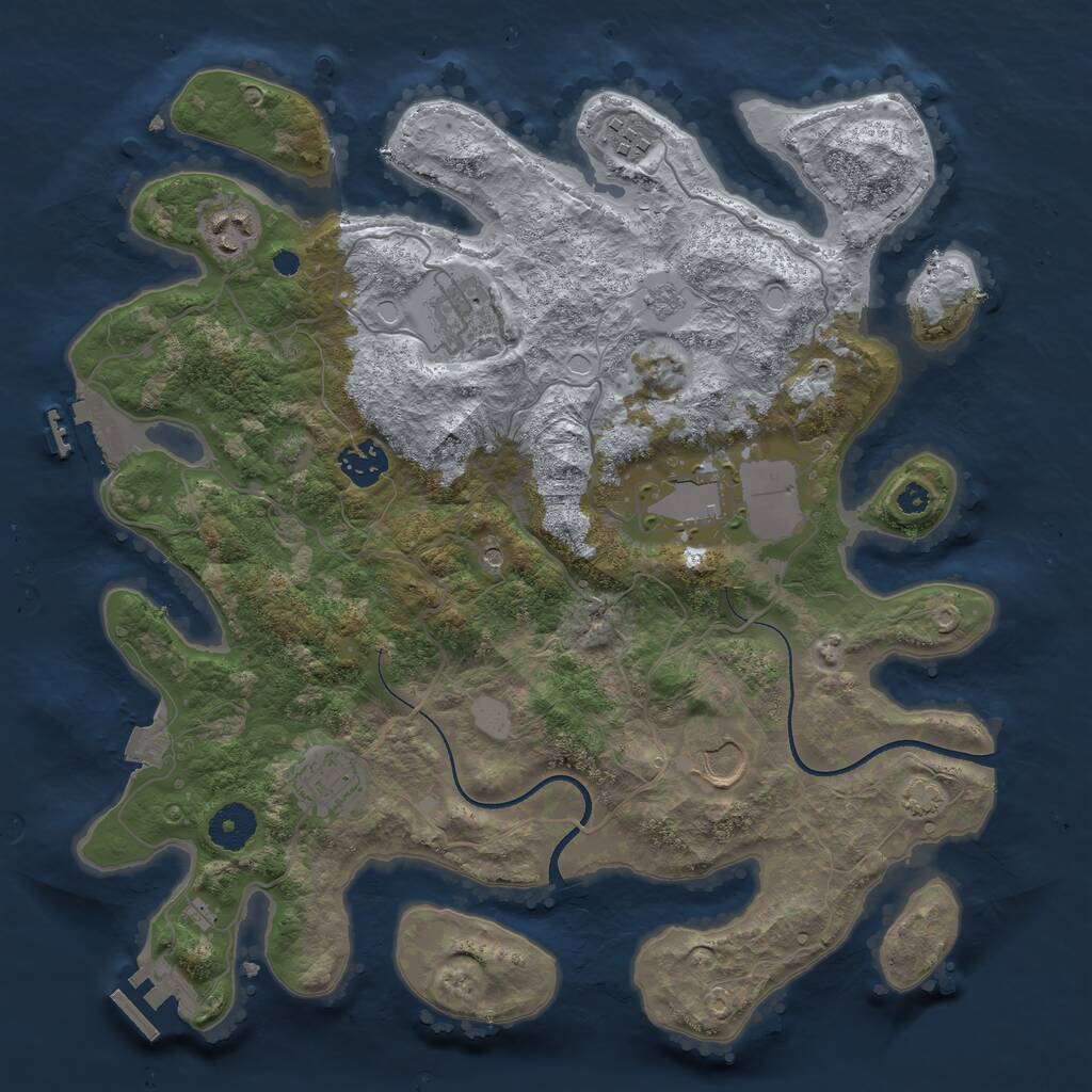 Rust Map: Procedural Map, Size: 3550, Seed: 717179, 13 Monuments