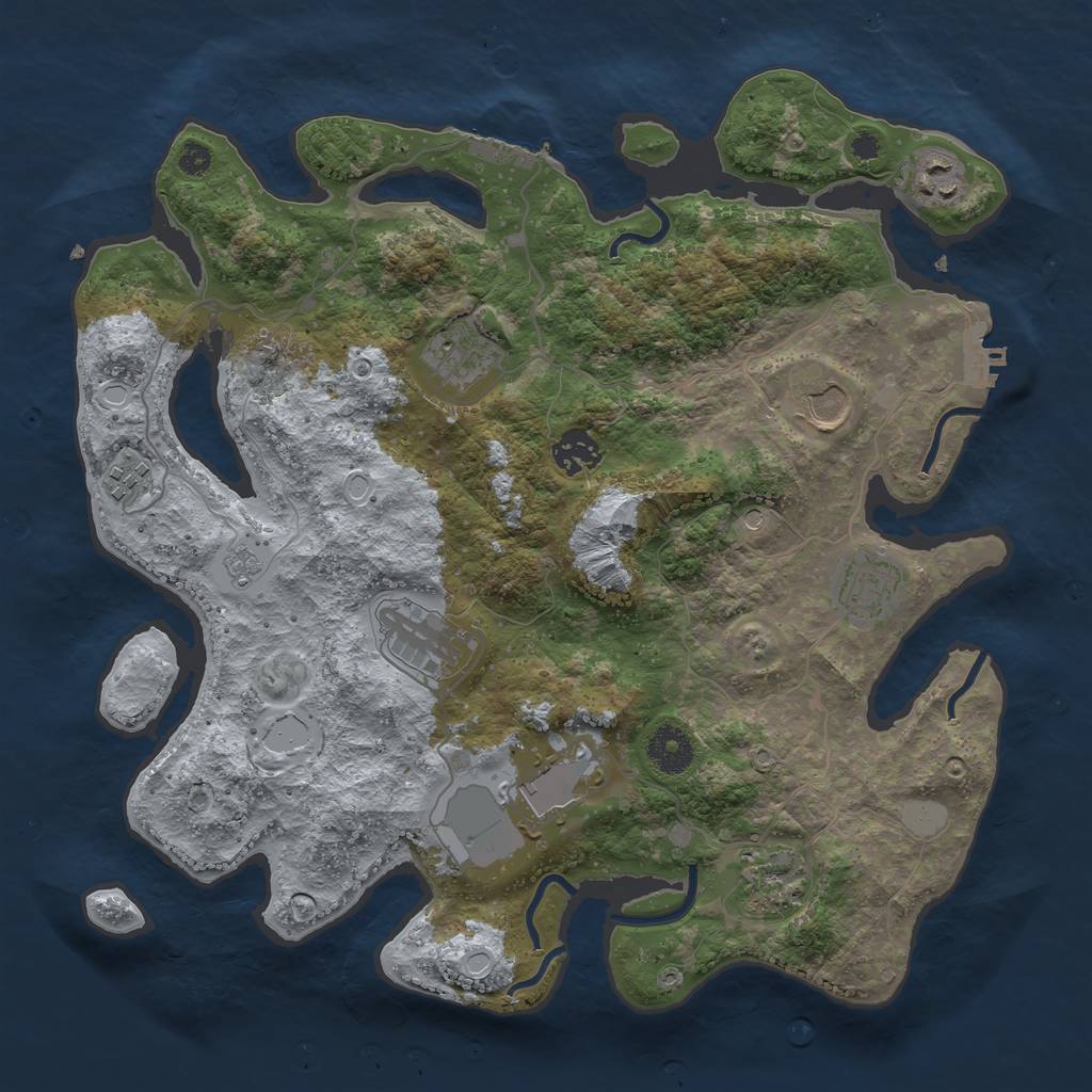 Rust Map: Procedural Map, Size: 3550, Seed: 560667, 18 Monuments