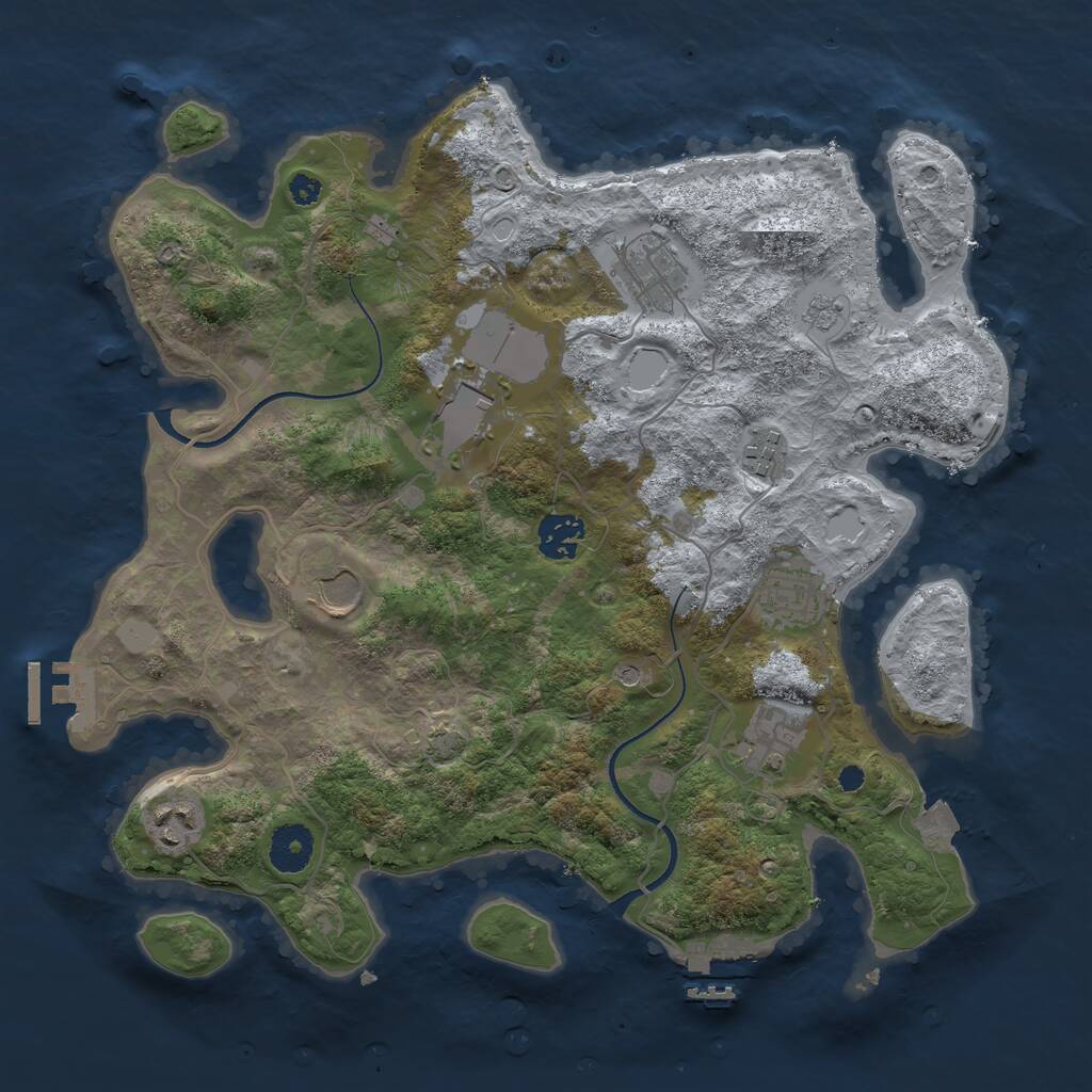 Rust Map: Procedural Map, Size: 3500, Seed: 613768863, 14 Monuments