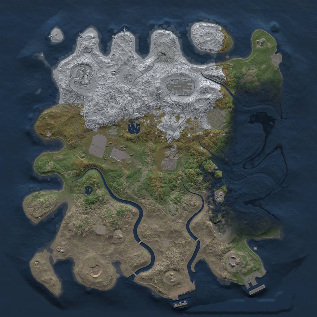Rust Map: Procedural Map, Size: 3700, Seed: 1941307997, 16 Monuments