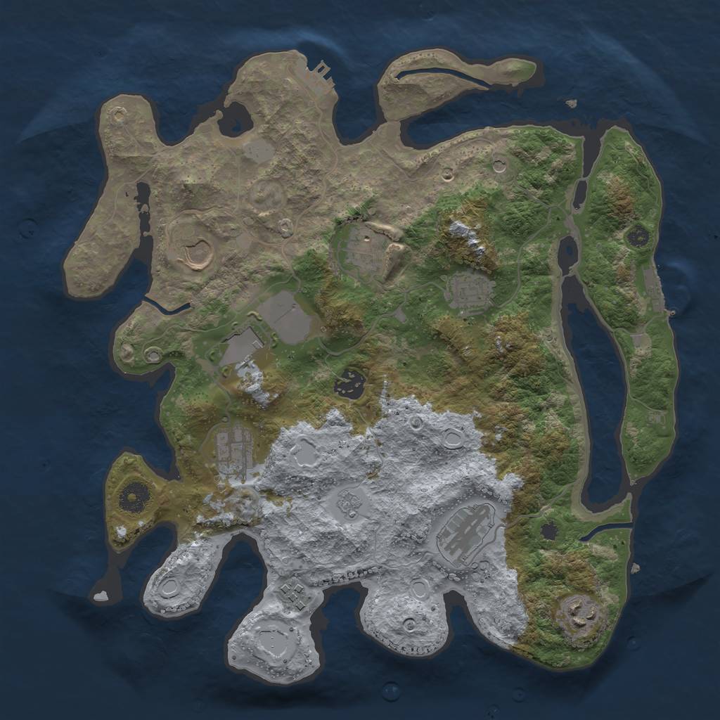 Rust Map: Procedural Map, Size: 3550, Seed: 77827, 18 Monuments