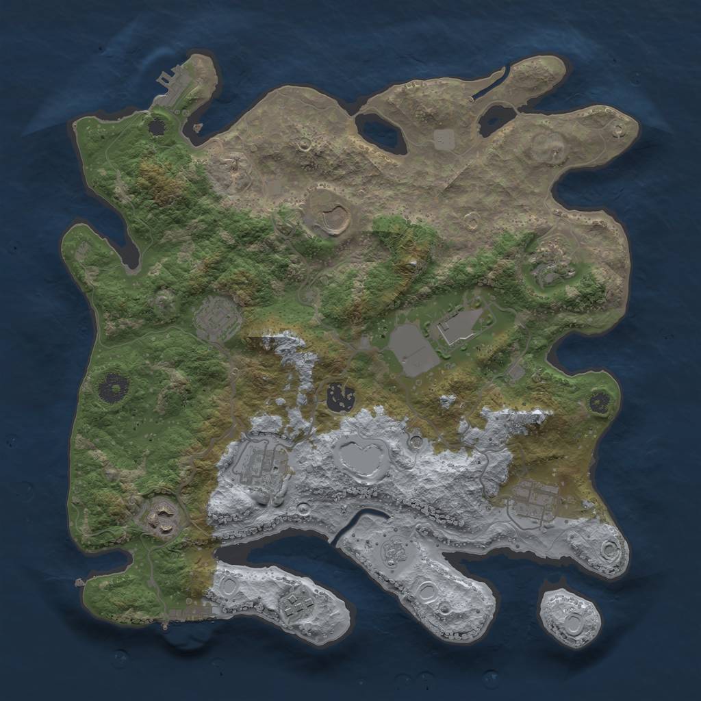 Rust Map: Procedural Map, Size: 3500, Seed: 80259307, 18 Monuments