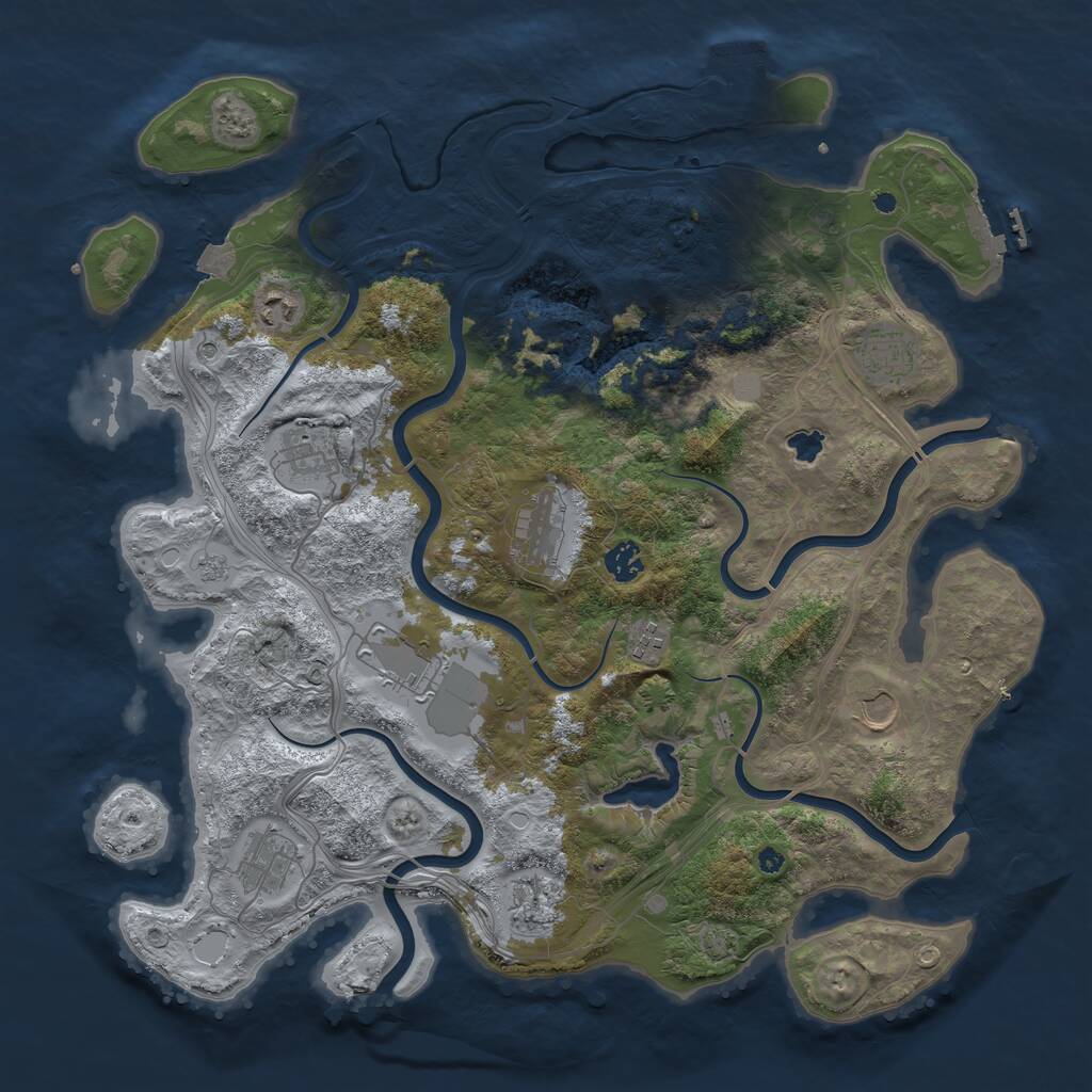 Rust Map: Procedural Map, Size: 4250, Seed: 410985153, 16 Monuments