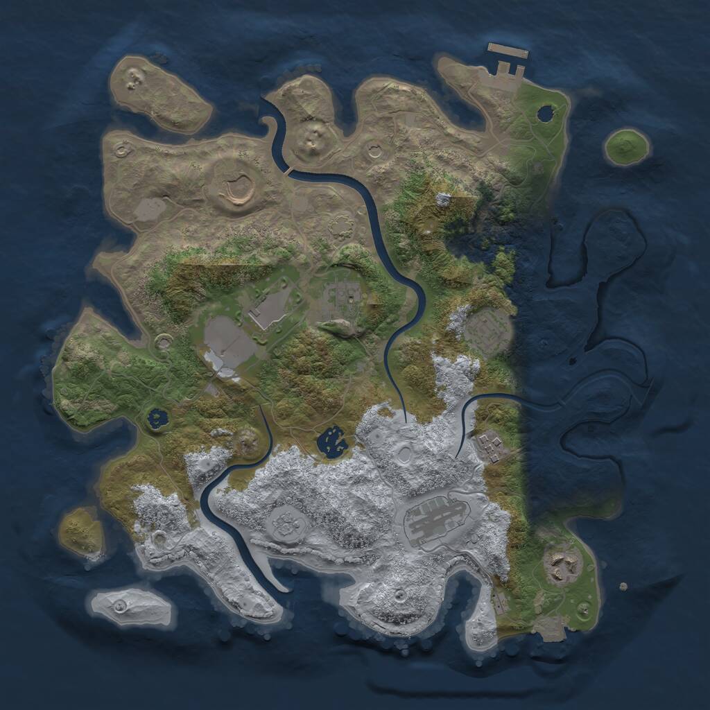 Rust Map: Procedural Map, Size: 3540, Seed: 17633, 13 Monuments