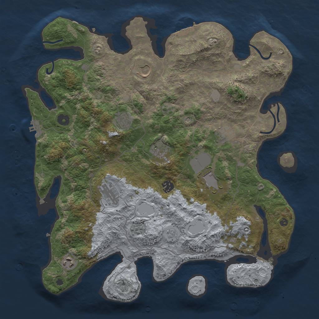 Rust Map: Procedural Map, Size: 4000, Seed: 578939853, 18 Monuments