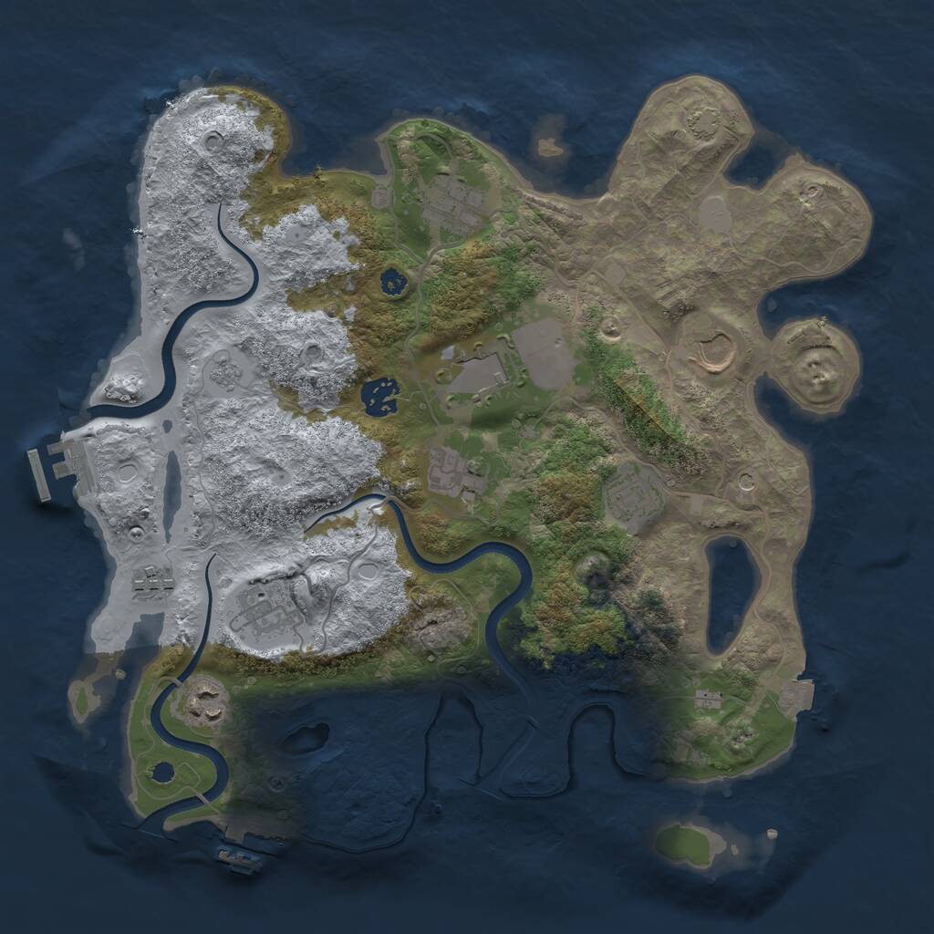 Rust Map: Procedural Map, Size: 3550, Seed: 803684, 15 Monuments