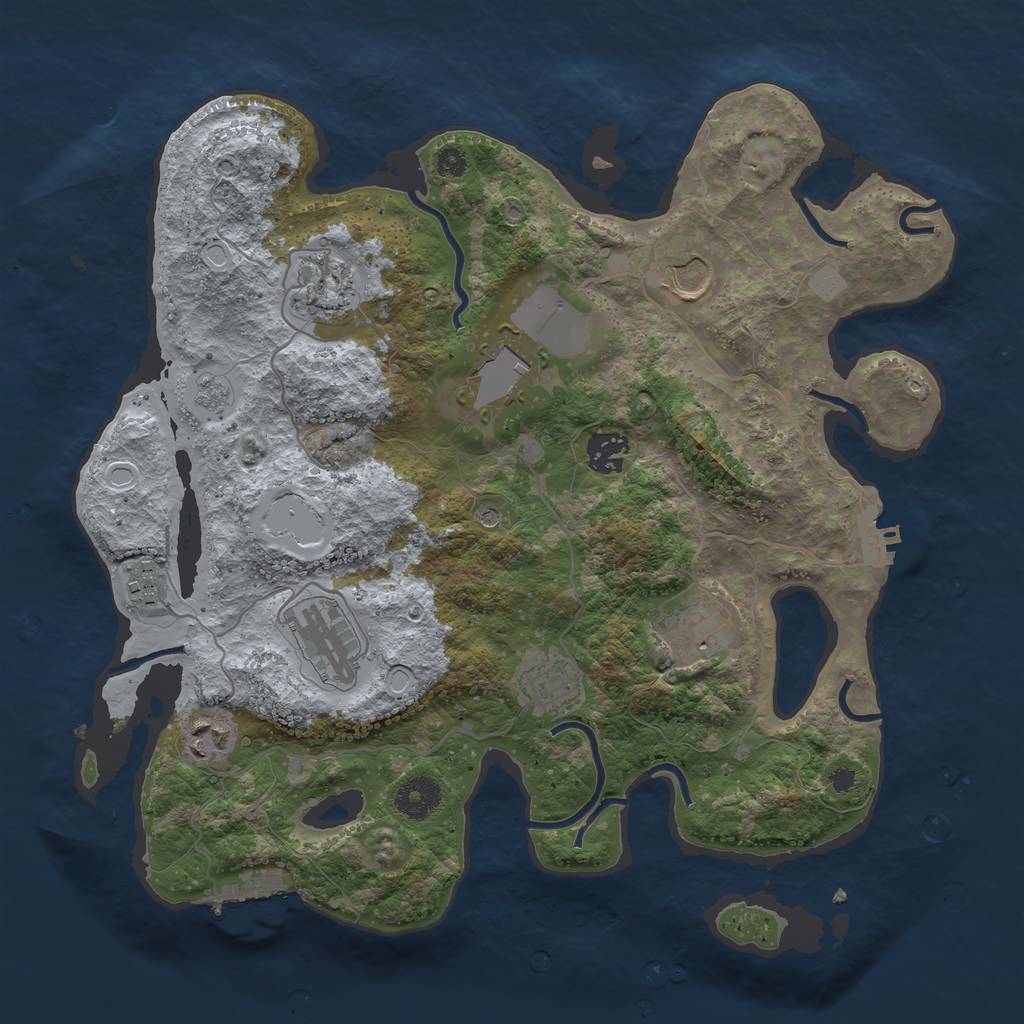 Rust Map: Procedural Map, Size: 3550, Seed: 803684, 18 Monuments