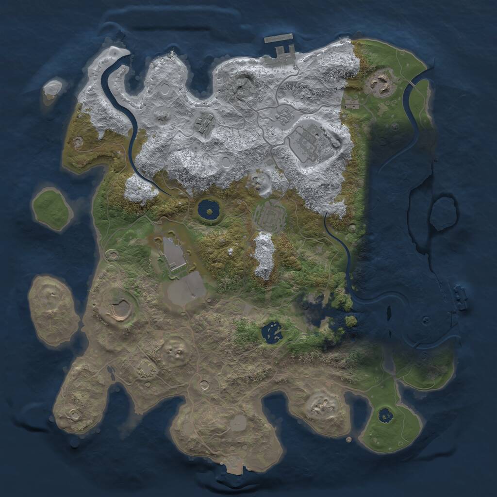 Rust Map: Procedural Map, Size: 3500, Seed: 1842736156, 14 Monuments