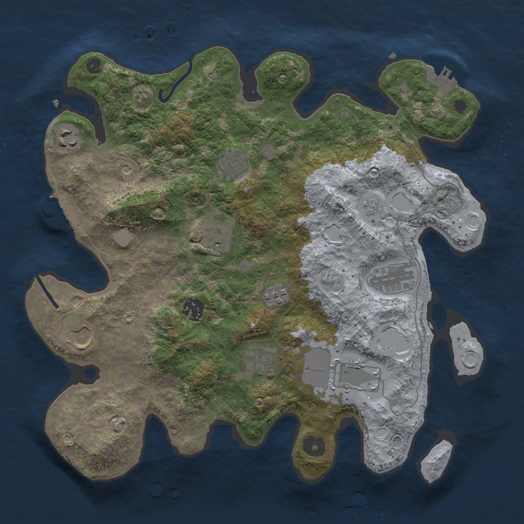 Rust Map: Procedural Map, Size: 3550, Seed: 155331, 18 Monuments