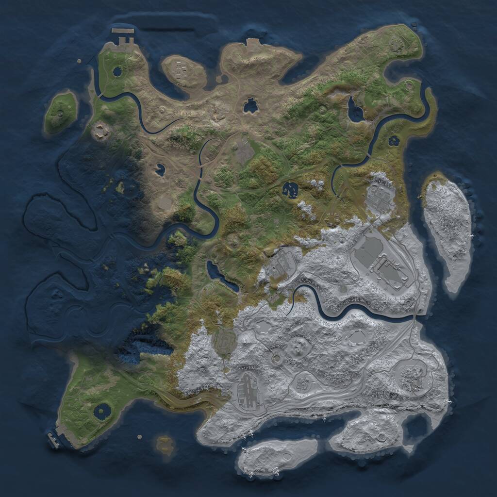 Rust Map: Procedural Map, Size: 4500, Seed: 3224, 16 Monuments