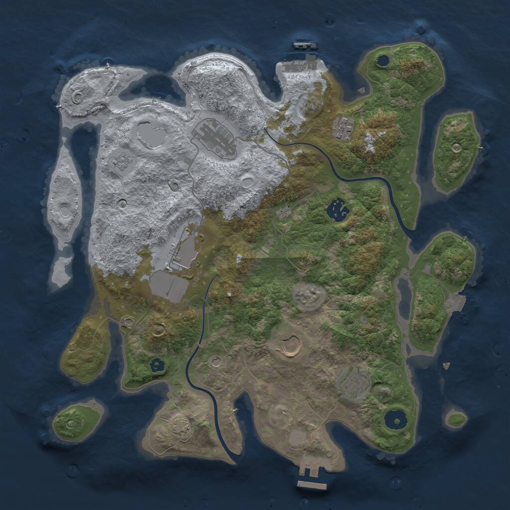 Rust Map: Procedural Map, Size: 3550, Seed: 227658, 12 Monuments