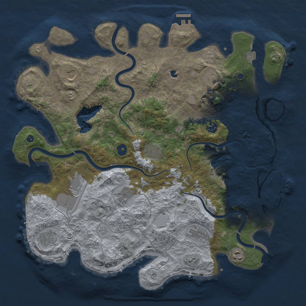 Rust Map: Procedural Map, Size: 4200, Seed: 53967334, 16 Monuments