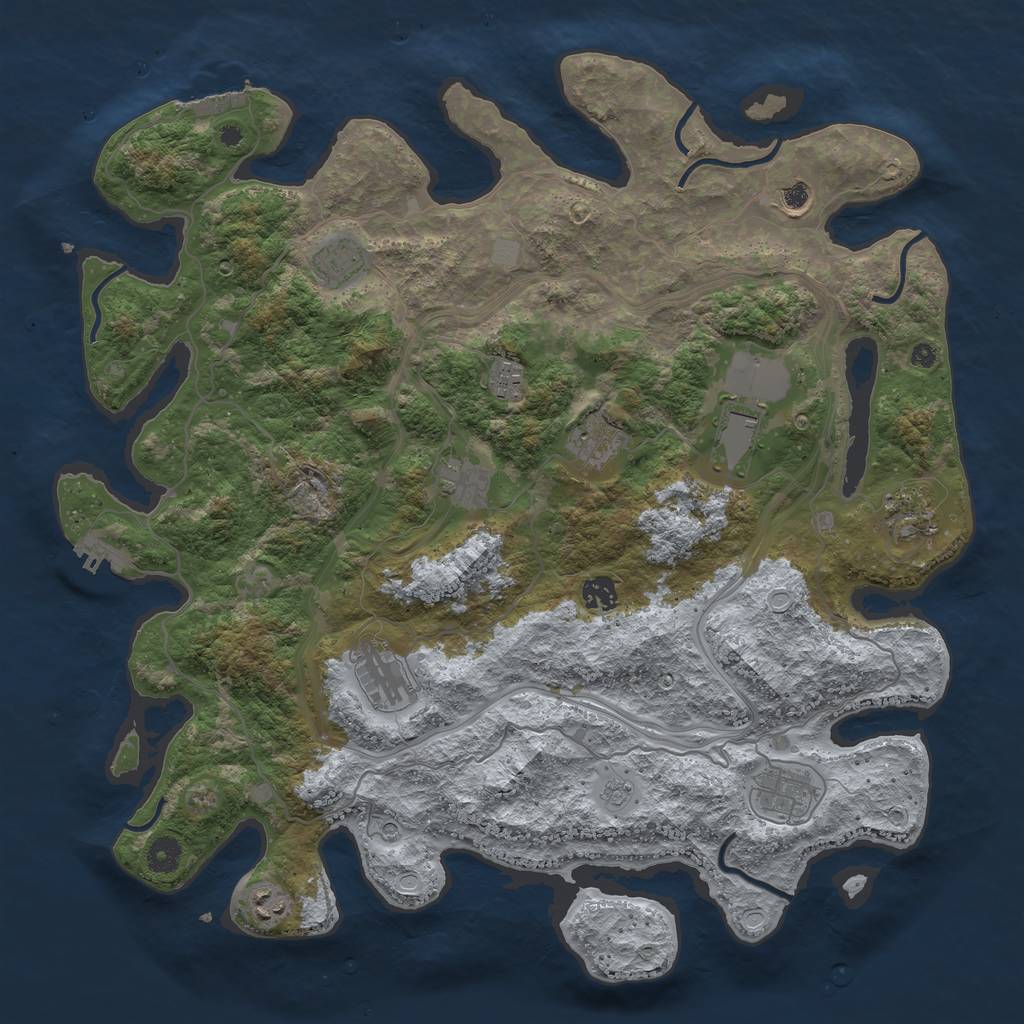 Rust Map: Procedural Map, Size: 4300, Seed: 2134201837, 20 Monuments