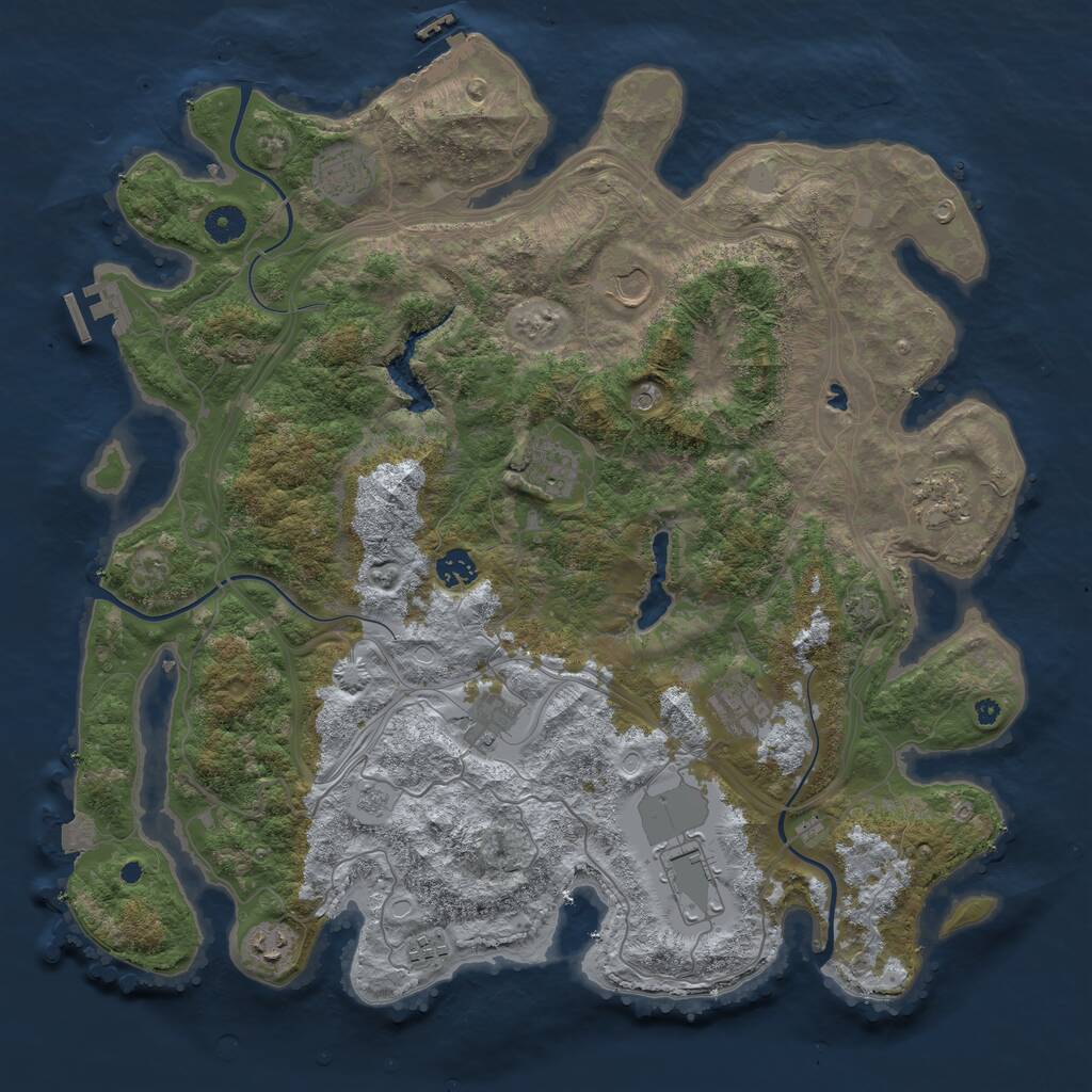 Rust Map: Procedural Map, Size: 4250, Seed: 711844186, 16 Monuments