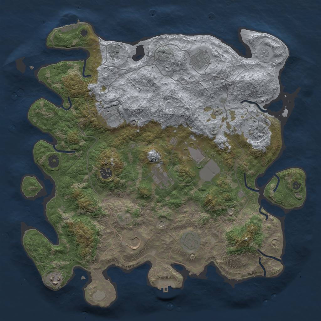 Rust Map: Procedural Map, Size: 4000, Seed: 158345707, 19 Monuments