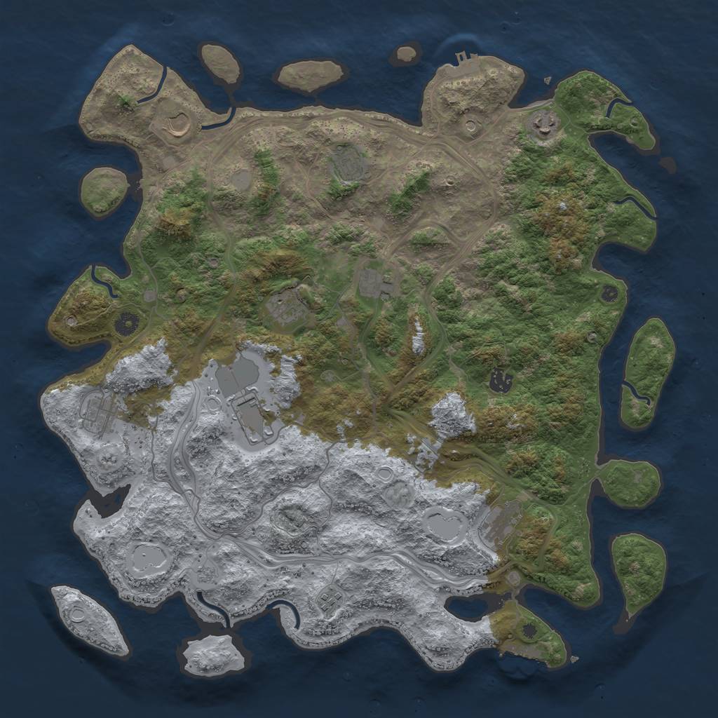 Rust Map: Procedural Map, Size: 4500, Seed: 1254213372, 19 Monuments