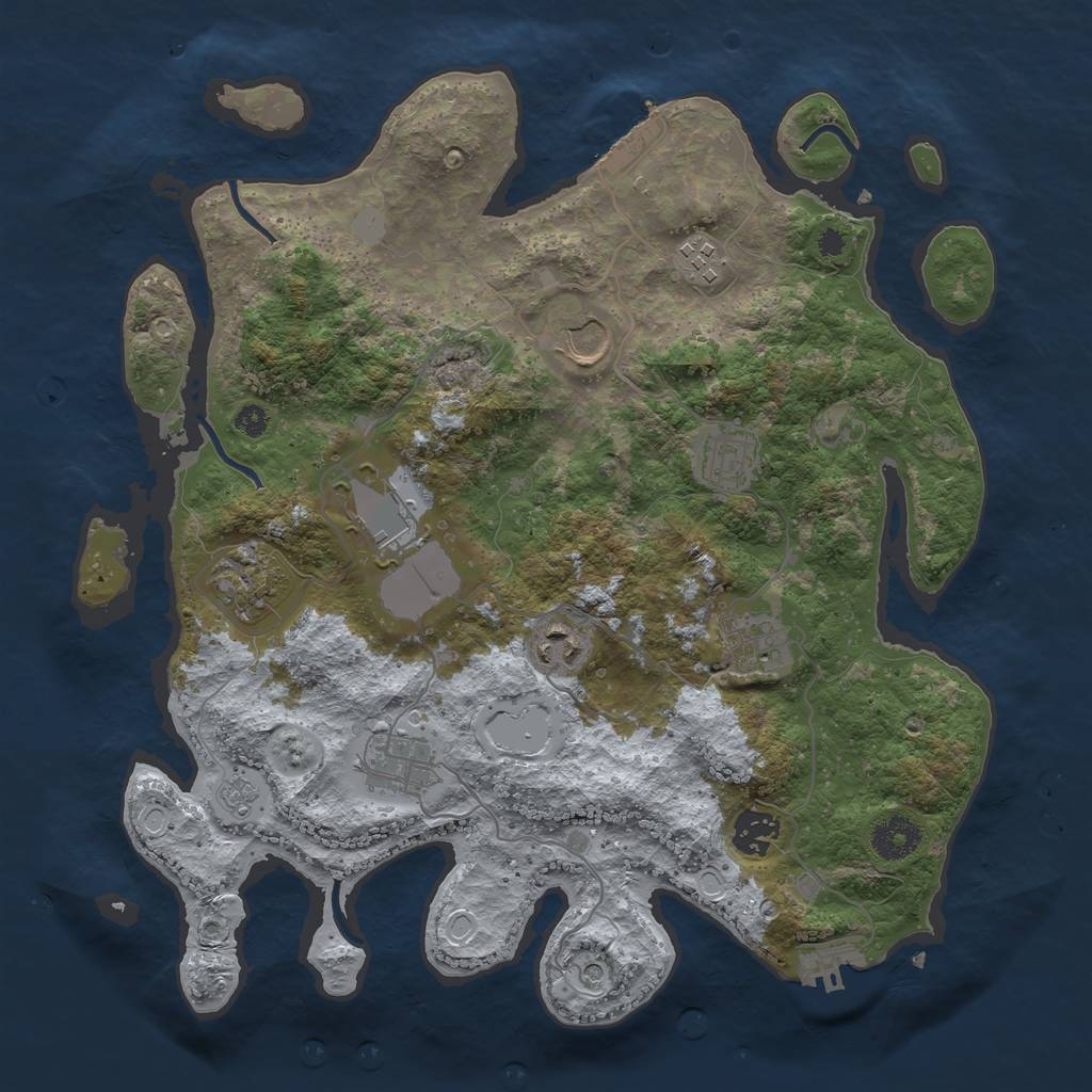 Rust Map: Procedural Map, Size: 3550, Seed: 588958, 18 Monuments