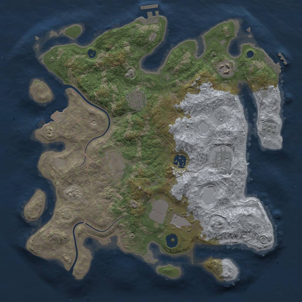 Rust Map: Procedural Map, Size: 3500, Seed: 1510522182, 13 Monuments