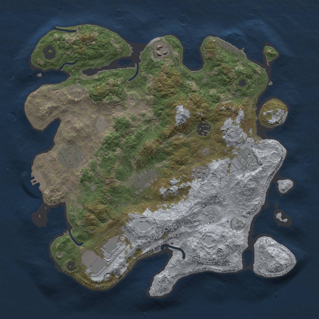 Rust Map: Procedural Map, Size: 3500, Seed: 727, 16 Monuments