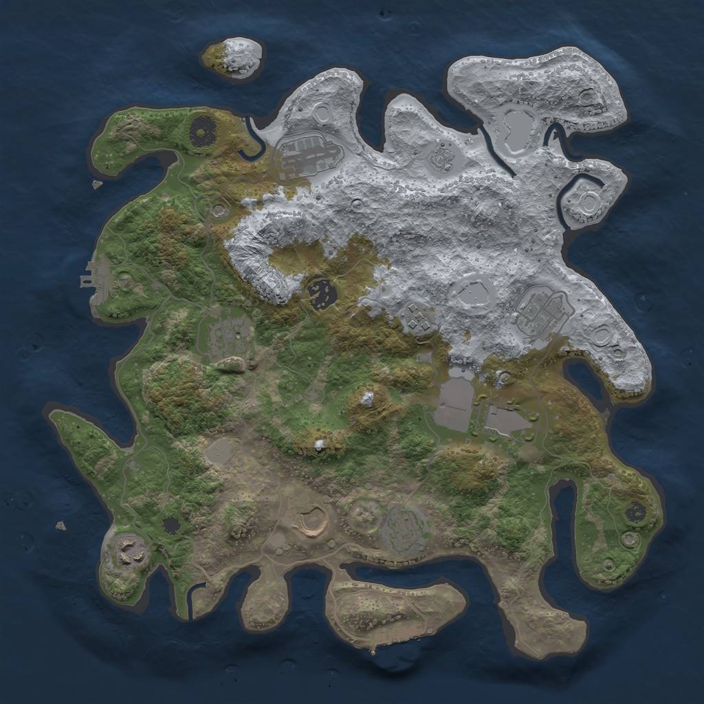 Rust Map: Procedural Map, Size: 3550, Seed: 619856, 18 Monuments