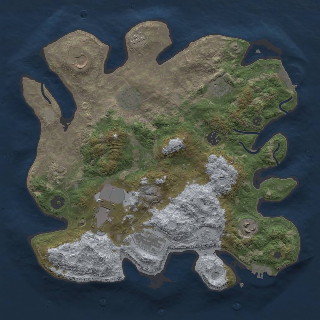 Rust Map: Procedural Map, Size: 3500, Seed: 1155089735, 18 Monuments