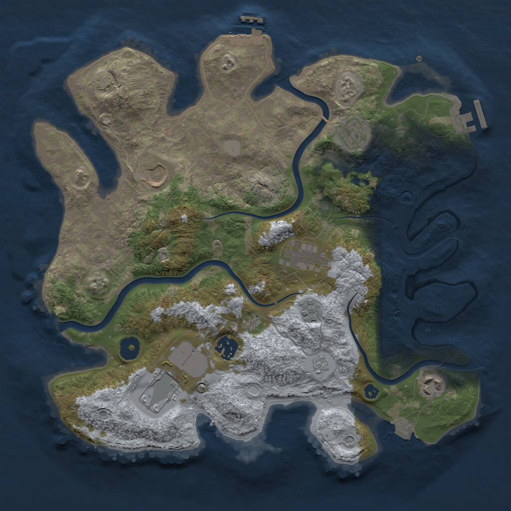 Rust Map: Procedural Map, Size: 3500, Seed: 1155089735, 13 Monuments