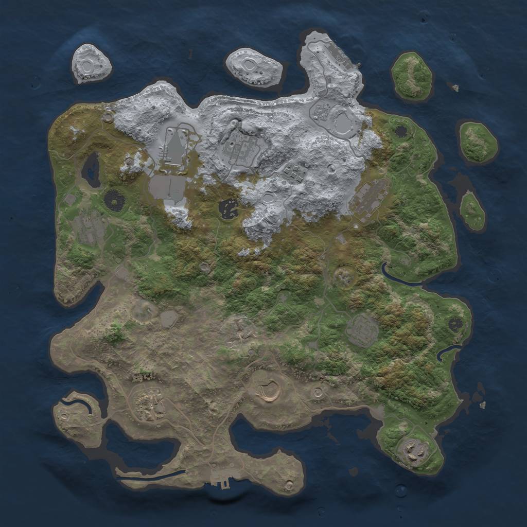 Rust Map: Procedural Map, Size: 3800, Seed: 3278956, 19 Monuments