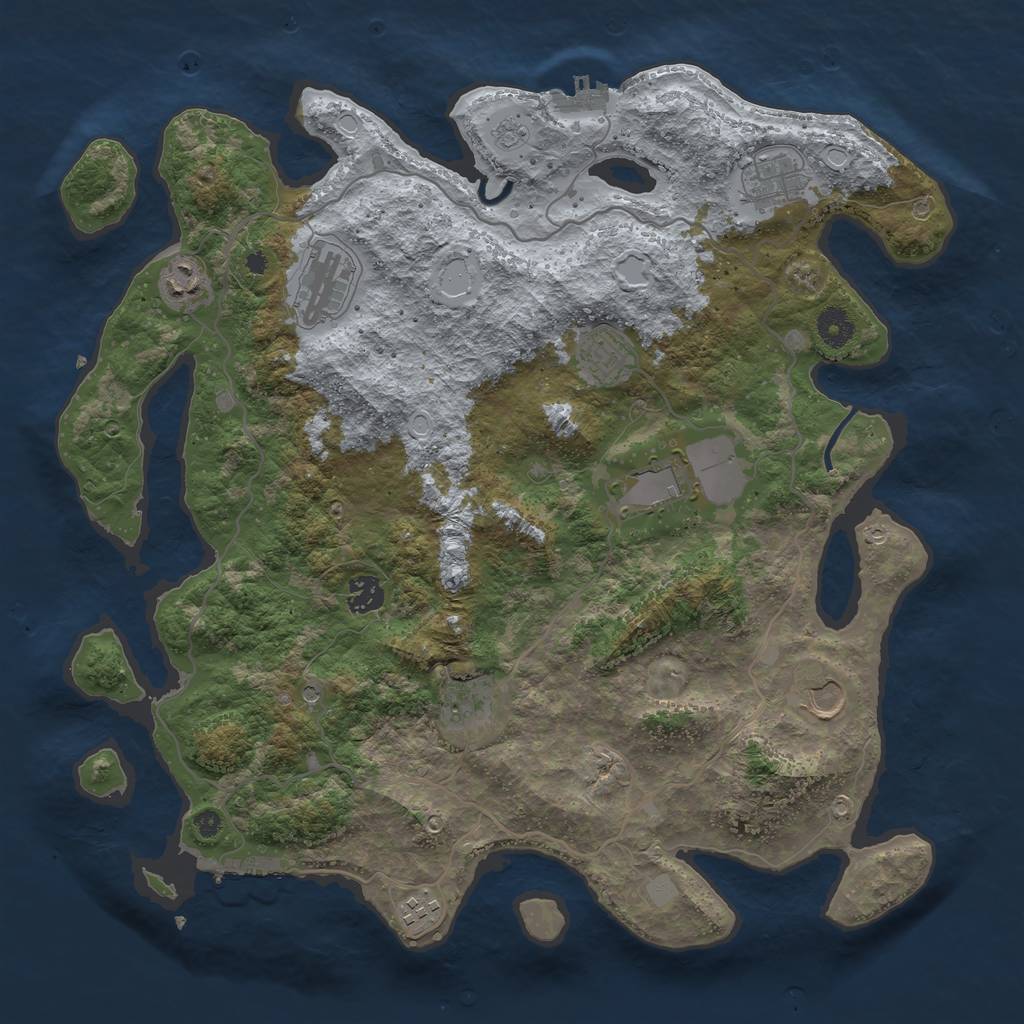 Rust Map: Procedural Map, Size: 4000, Seed: 49594582, 18 Monuments