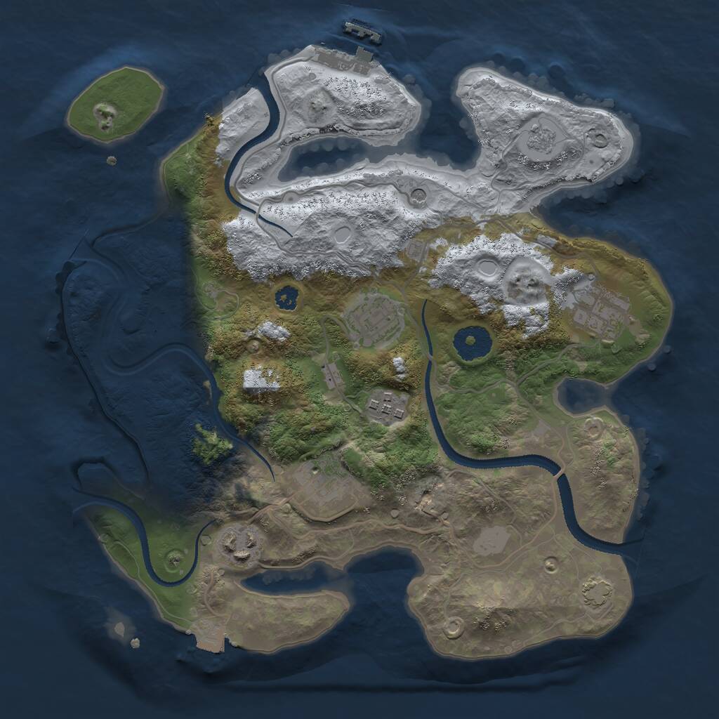 Rust Map: Procedural Map, Size: 3000, Seed: 4120, 10 Monuments