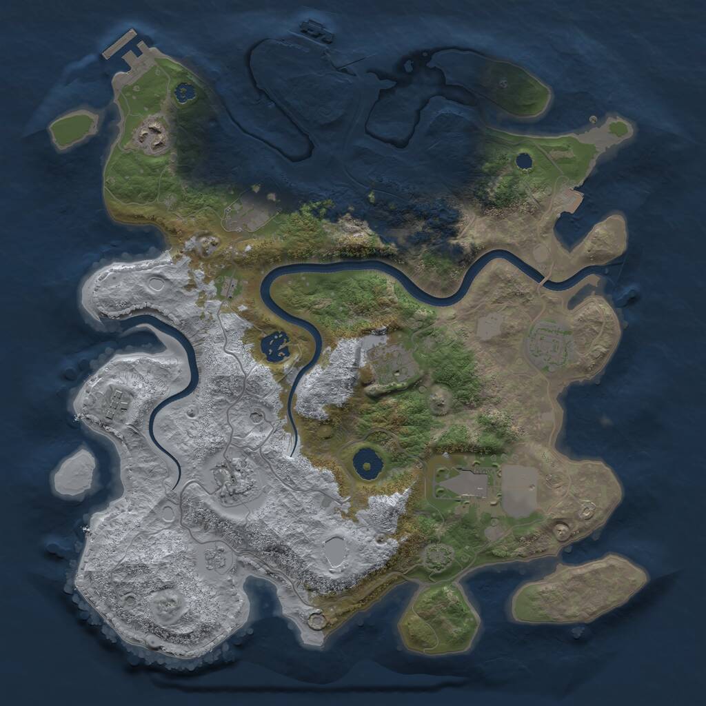 Rust Map: Procedural Map, Size: 3560, Seed: 275195, 14 Monuments