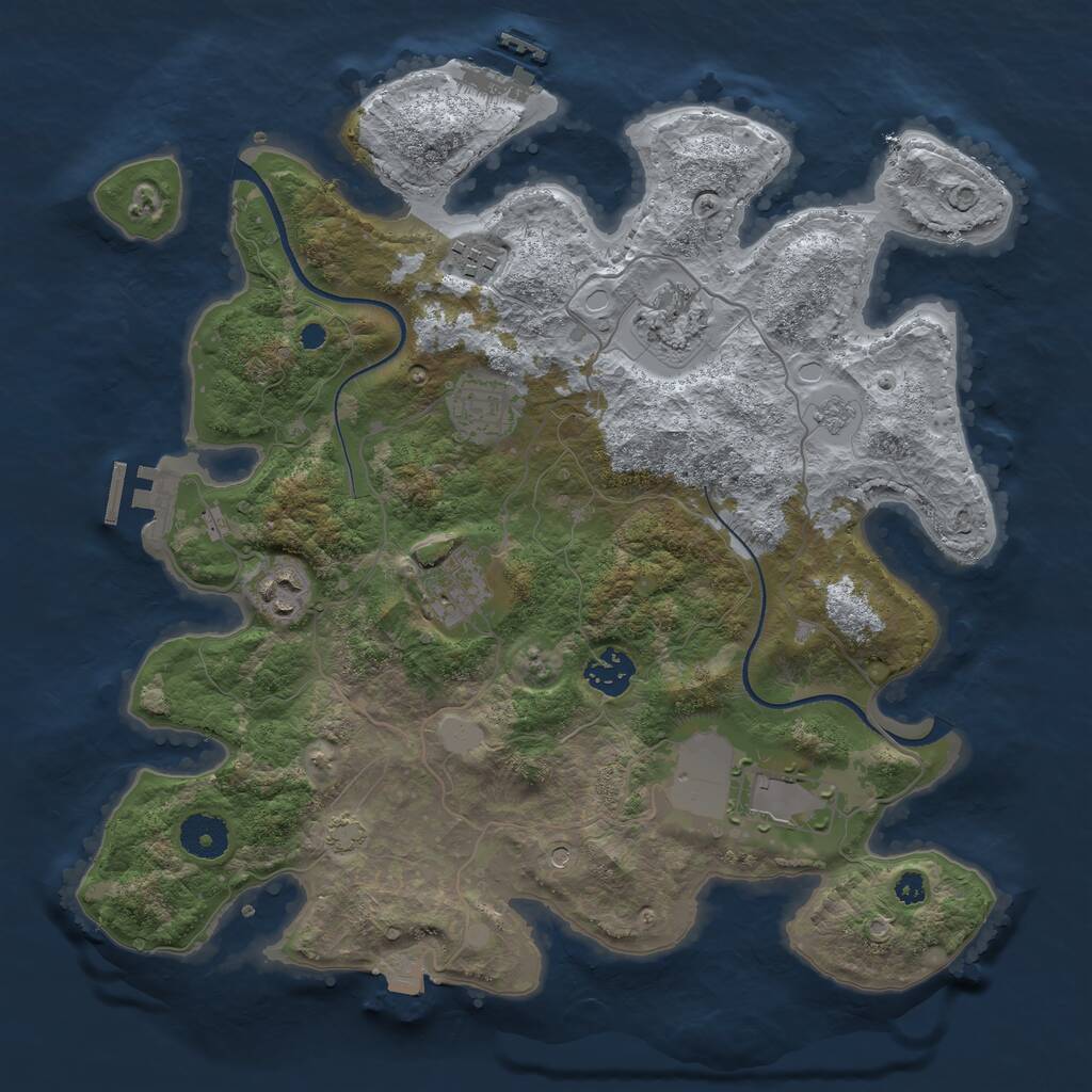 Rust Map: Procedural Map, Size: 3500, Seed: 732482942, 13 Monuments