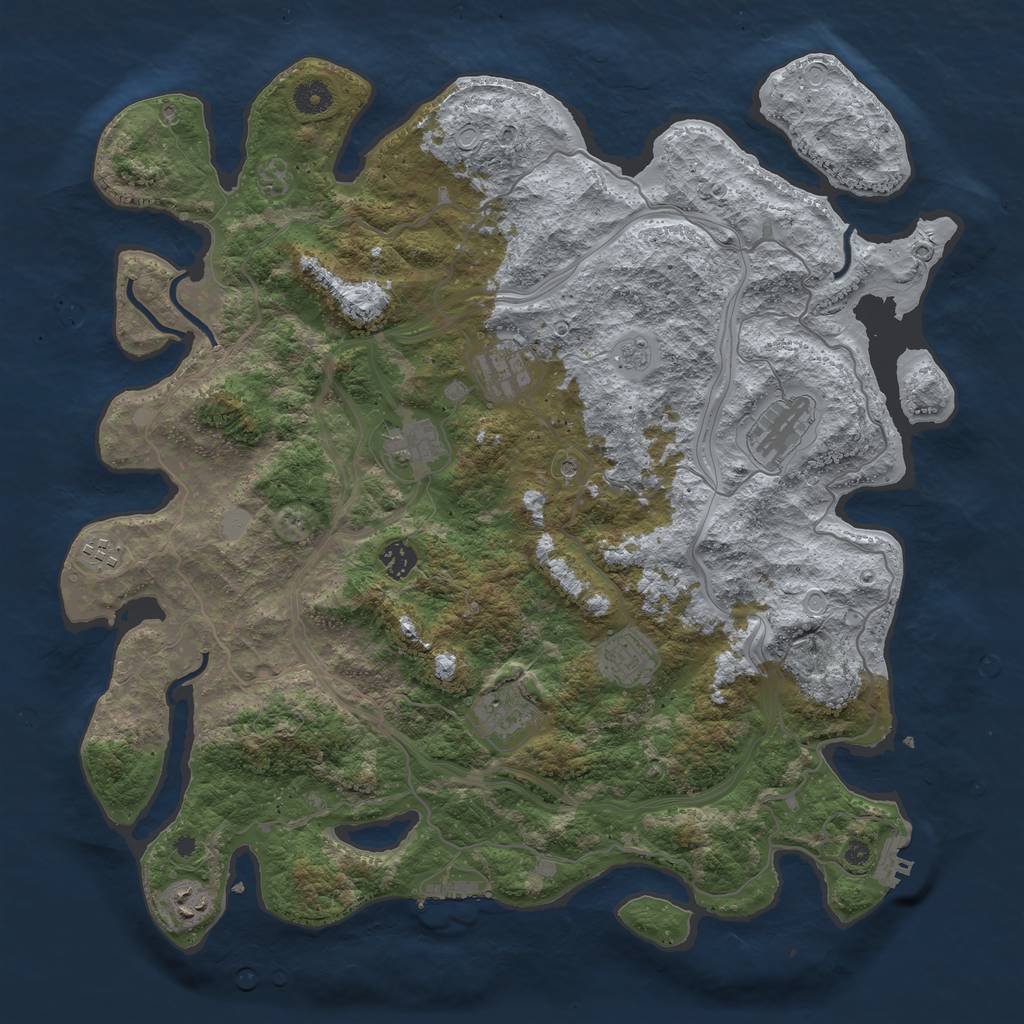 Rust Map: Procedural Map, Size: 4250, Seed: 45303, 17 Monuments