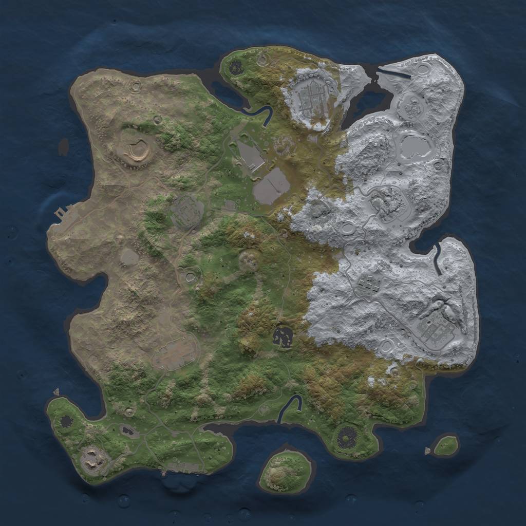 Rust Map: Procedural Map, Size: 3700, Seed: 8637498, 19 Monuments