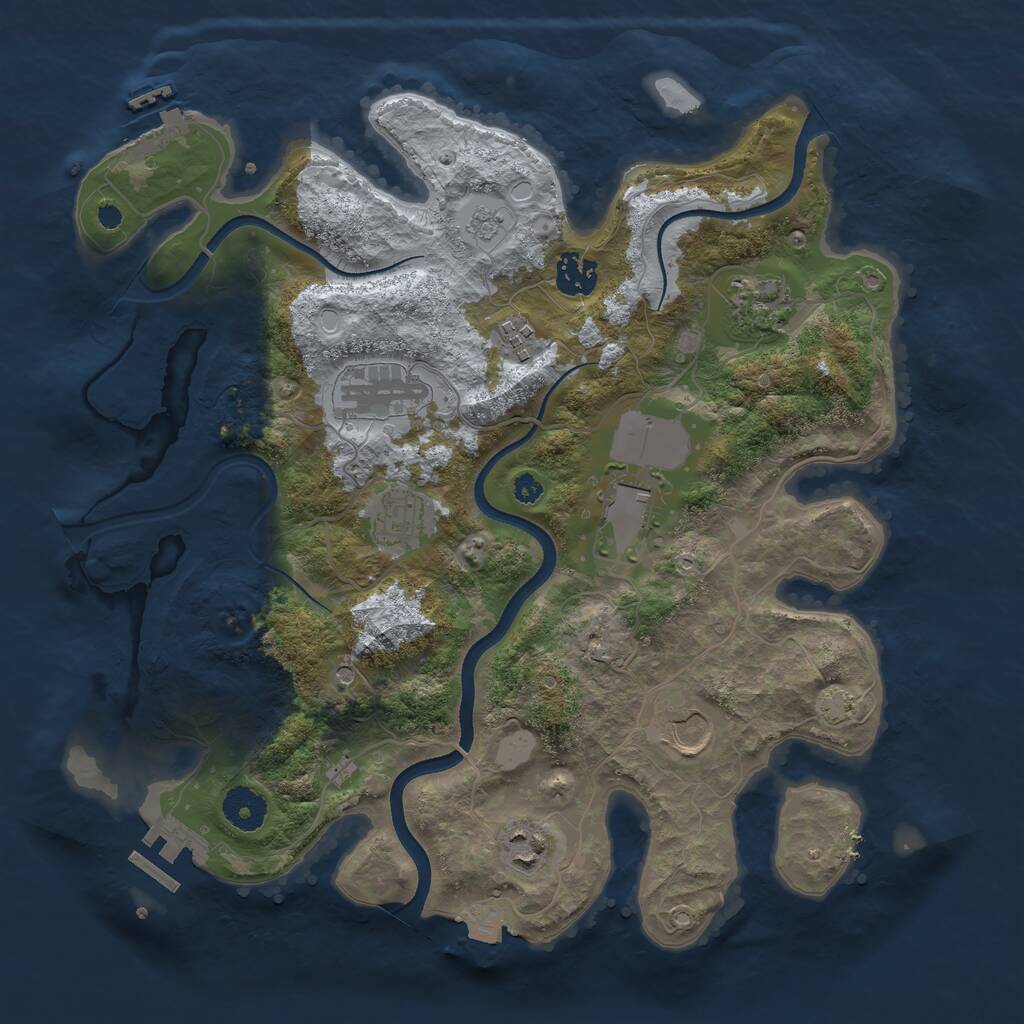 Rust Map: Procedural Map, Size: 3550, Seed: 867237, 14 Monuments