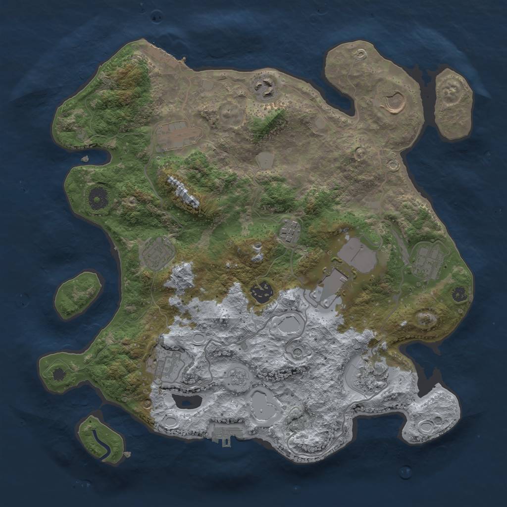 Rust Map: Procedural Map, Size: 3540, Seed: 827689, 19 Monuments