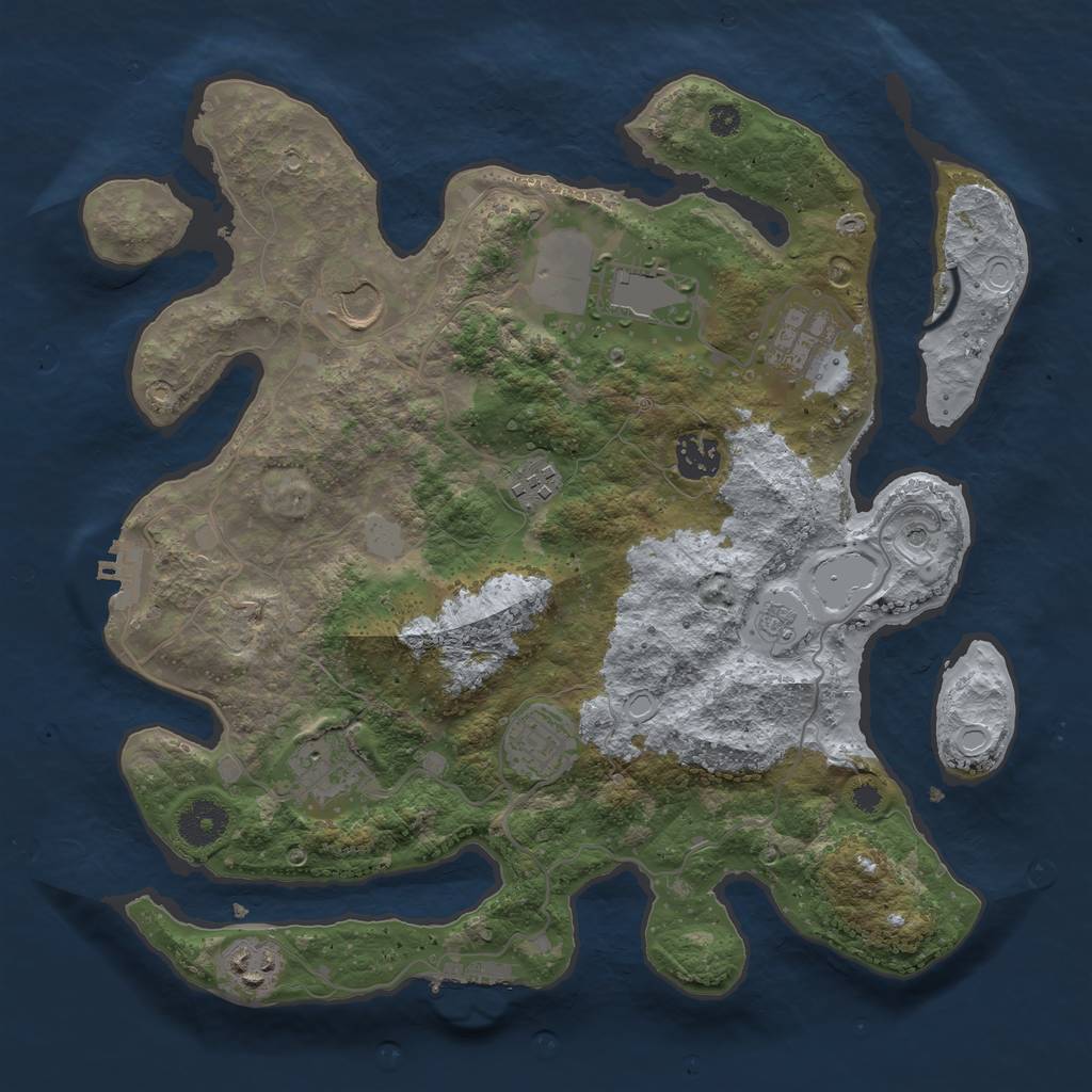 Rust Map: Procedural Map, Size: 3500, Seed: 838961186, 17 Monuments