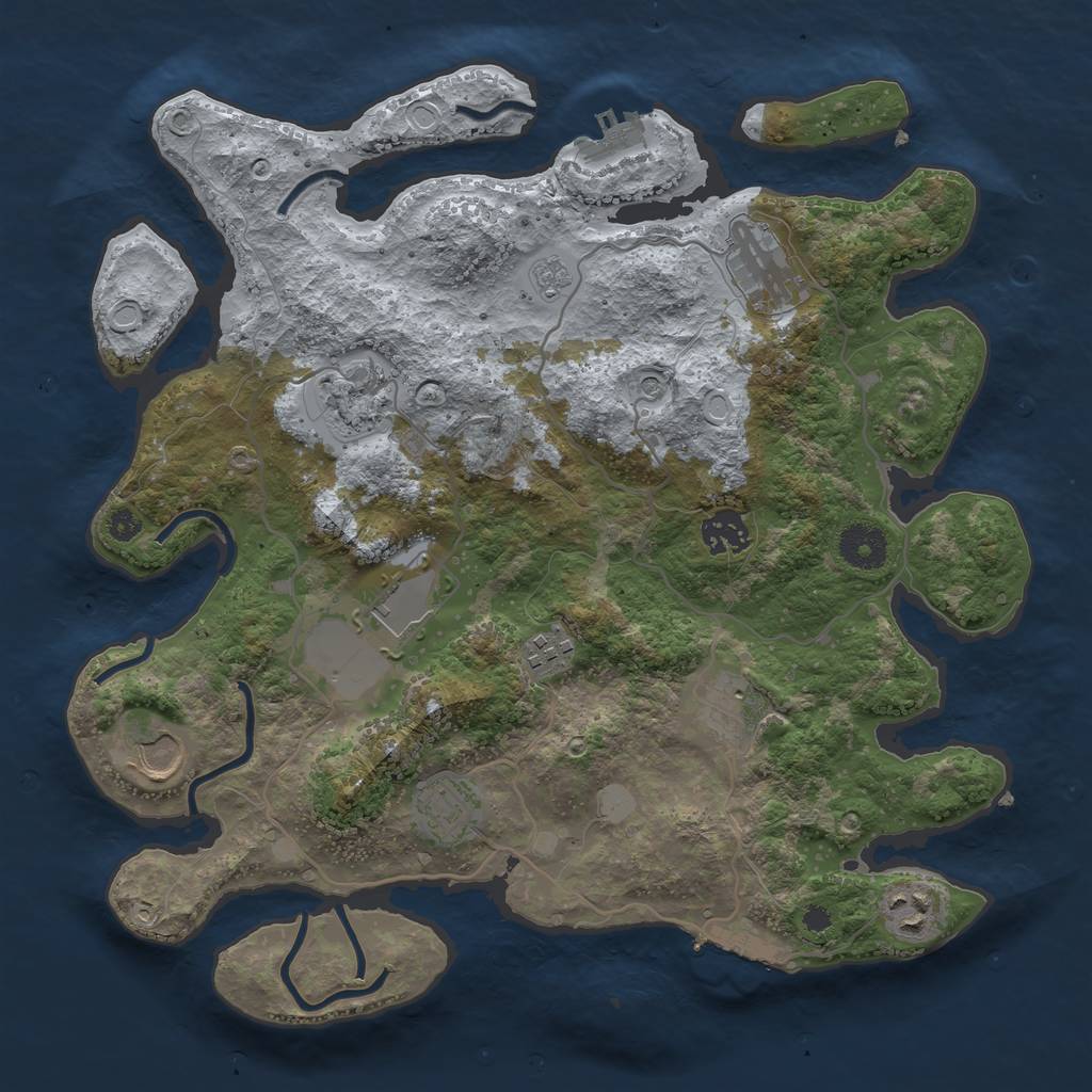Rust Map: Procedural Map, Size: 3500, Seed: 800904792, 18 Monuments