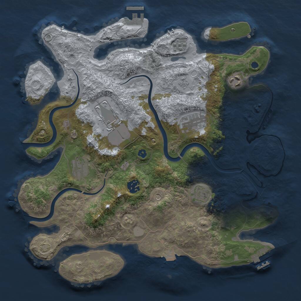 Rust Map: Procedural Map, Size: 3500, Seed: 800904792, 13 Monuments