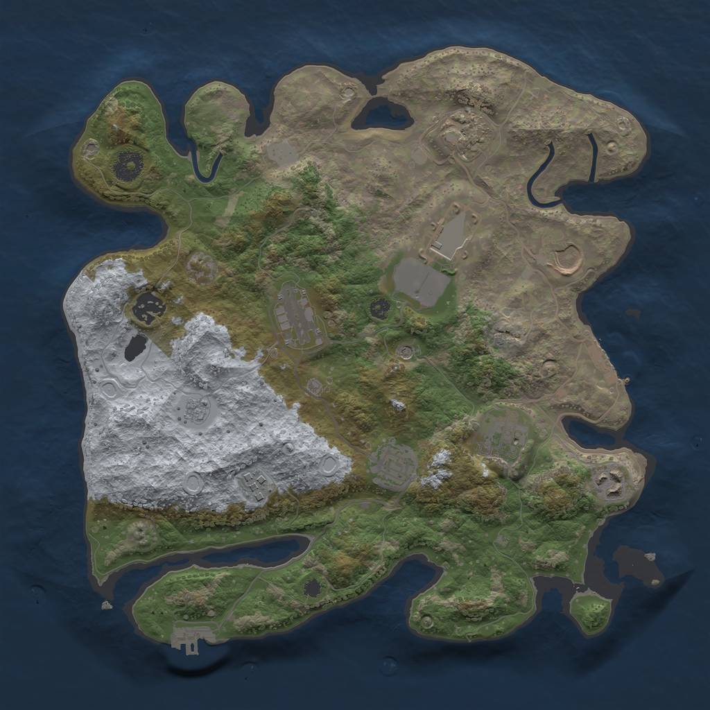 Rust Map: Procedural Map, Size: 3500, Seed: 1467196941, 18 Monuments