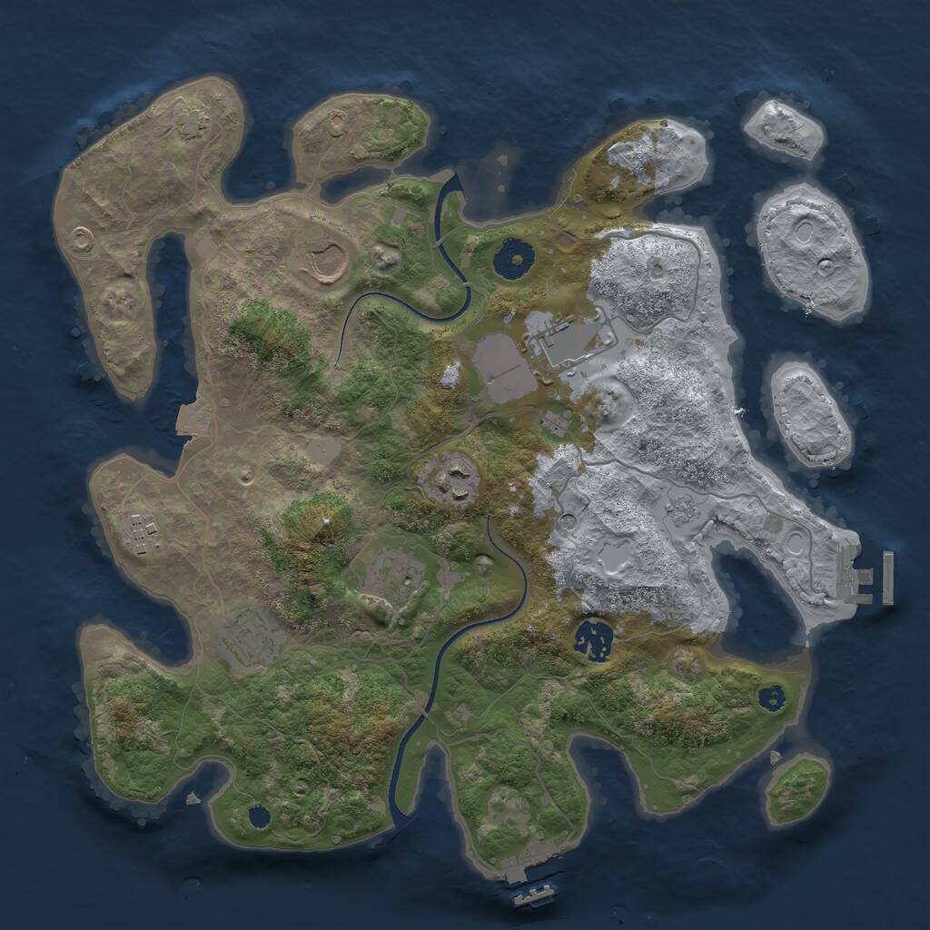 Rust Map: Procedural Map, Size: 3500, Seed: 586976211, 13 Monuments