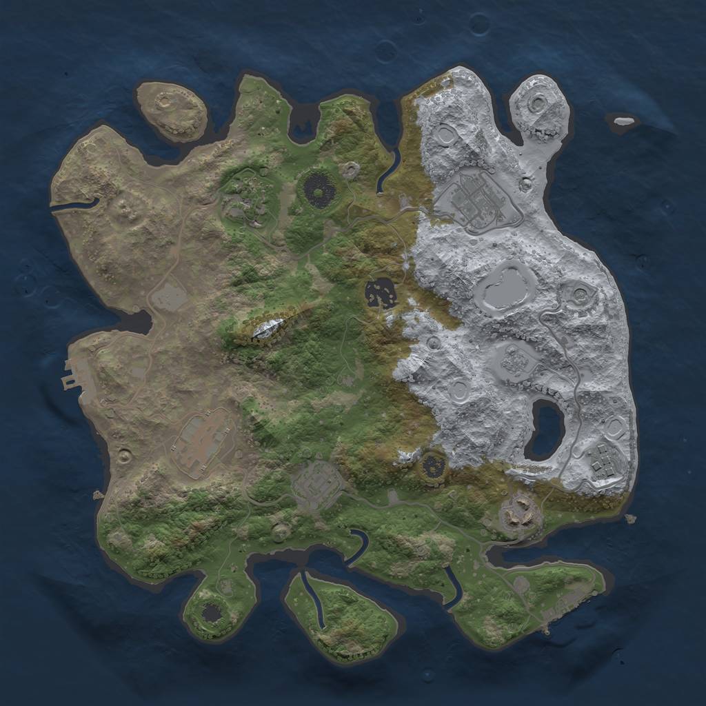 Rust Map: Procedural Map, Size: 3250, Seed: 1744328721, 16 Monuments