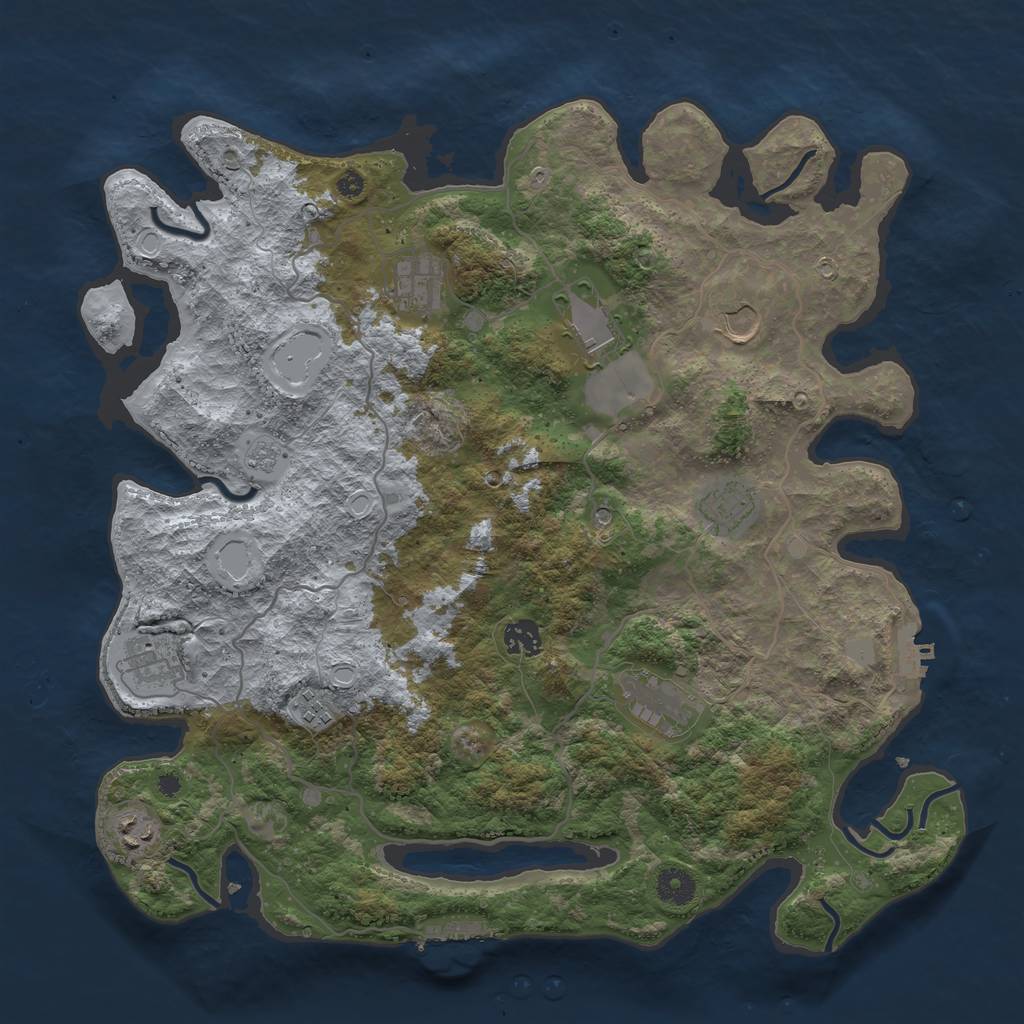Rust Map: Procedural Map, Size: 4000, Seed: 994332217, 18 Monuments