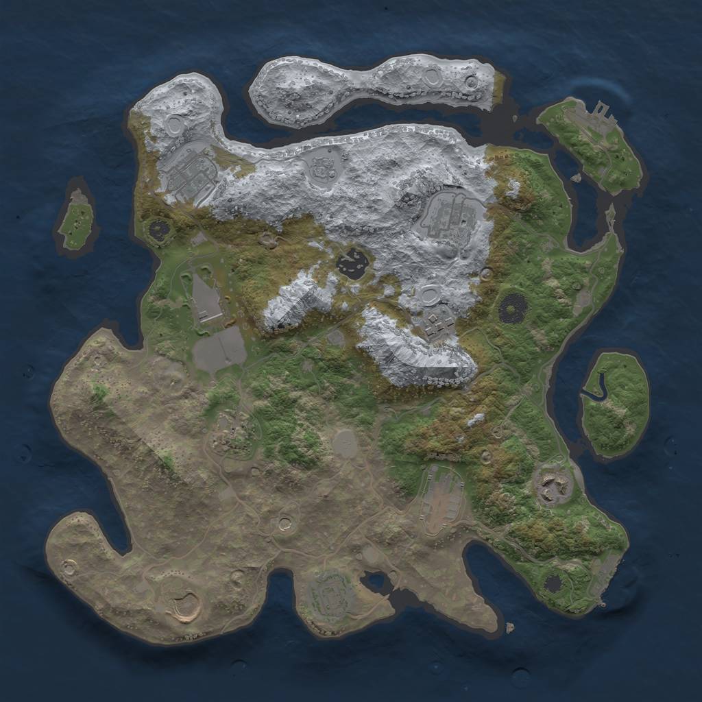 Rust Map: Procedural Map, Size: 3500, Seed: 141740, 19 Monuments