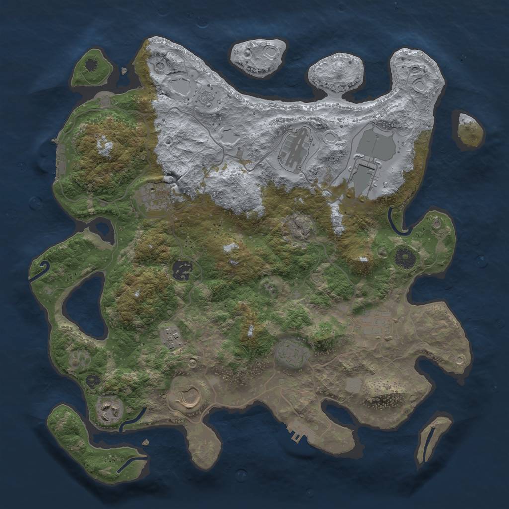 Rust Map: Procedural Map, Size: 3700, Seed: 10000, 18 Monuments